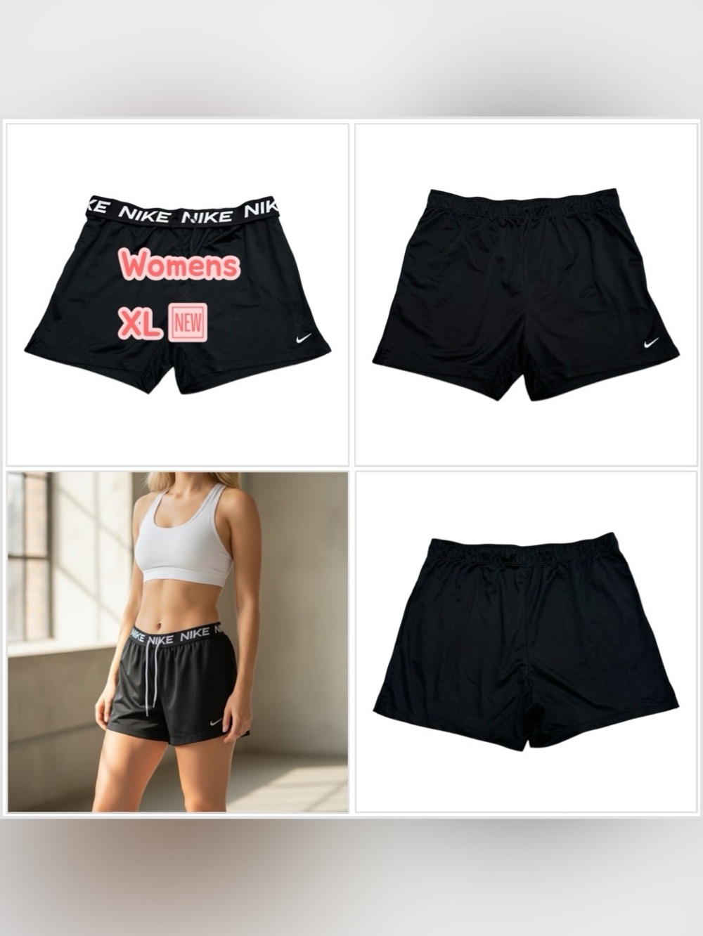 Womens Nike XL Shorts Gym Fold Over Drawstring Waistband Pockets Pull On NWOT